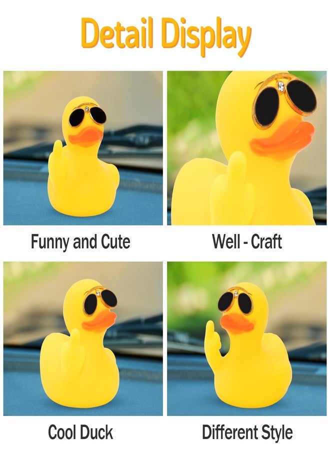 wonuu 3pcs Rubber Duck Car Diamond Mid-Finger Duck Ornament Dashboard Decorations Quirky Car Accessories - Image 4